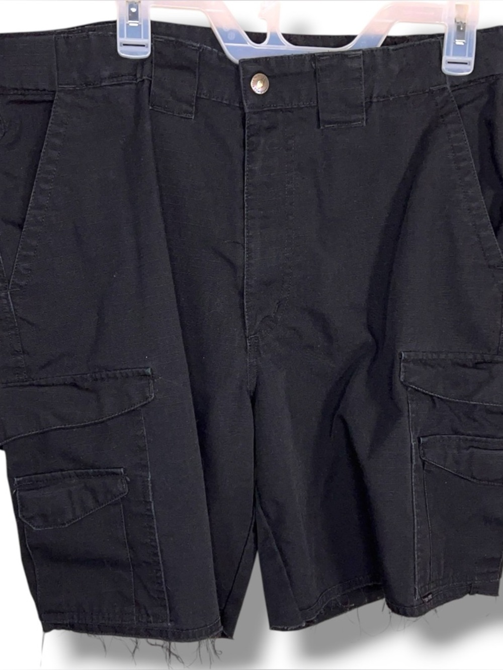 Size 36 Tru Spec Black Cargo Shorts Cutoff Style Punk Goth Pockets Mens